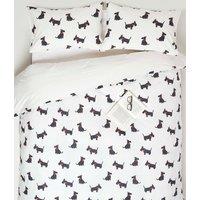 Homescapes Scottie Dog Digitally Printed Cotton Duvet Cover Set in White | Size: King