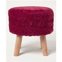 Homescapes Lyla Pleated Velvet Footstool in Pink