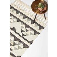 Homescapes Kota Black & Grey Kilim Wool Rug | Size: 160 cm x 230 cm