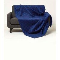 Homescapes Diamond Quilted Velvet Throw in Navy | Size: 150 cm x 200 cm