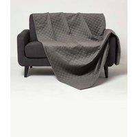 Homescapes Diamond Quilted Velvet Throw in Grey | Size: 150 cm x 200 cm