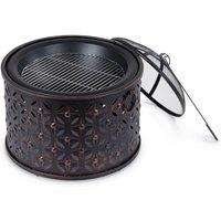 LIVIVO Rombo 2-in-1 Fire Pit & BBQ Grill in Bronze