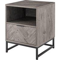 LIVIVO Grey Side Table with Drawer & Shelf in Light Grey
