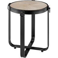 LIVIVO Kori Manchurian Ash Side Table with Industrial Metal Frame in Natural