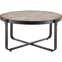 LIVIVO Kori Manchurian Ash Coffee Table with Industrial Metal Frame in Light Oak