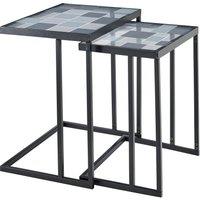 LIVIVO Kavic Glass Nested Tables Set of 2