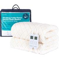LIVIVO UltraSnug Teddy Fleece Electric Heated Underblanket - King with Dual Controls in Off-White