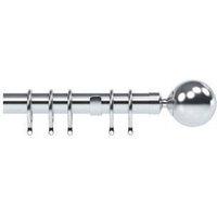 New Edge Blinds 28mm Nikola Ball End Metal Curtain Pole Set - Satin Silver | Size: 400 cm