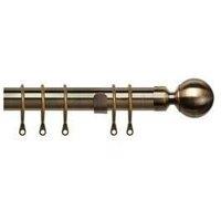 New Edge Blinds 25-28mm Ball End Metal Curtain Pole Set - Antique Brass in Bronze | Size: 200 cm - 380 cm