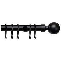 New Edge Blinds 25-28mm Ball End Metal Curtain Pole Set - Black | Size: 200 cm - 380 cm