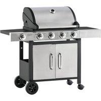 OUTSUNNY Deluxe Gas Barbecue Grill Burner Garden BBQ Large Cooking Area Side Burner in Black