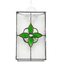 Happy Homewares Traditional Clear Glass Tiffany Style Pendant Light Shade with Coloured Panels in Green