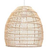 Happy Homewares Traditional Vintage Spiral Cage Design Natural Brown Rattan Ceiling Lamp Shade