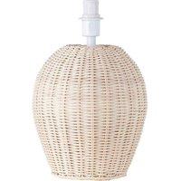 Happy Homewares Natural Light Brown Woven Rattan Table Lamp Base with White Cable & Switch