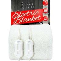 Cozy Night Electric Blanket King Bed Size Fleece Heated Mattress Cover in White