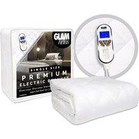 Glamhaus Electric Blanket Single Bed Size Heated Fitted Mattress Cover in White