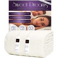 Sweet Dreams Electric Blanket Super King Bed Size Fleece Heated Fitted Bed Cover in White