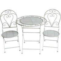 Glamhaus Metal Bistro 3 Piece Set Patio Garden Furniture Antique Grey