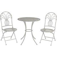 Glamhaus Metal Bistro 3 Piece Set Garden Patio Furniture Antique Grey