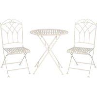 Glamhaus Metal Bistro 3 Piece Set Garden Patio Furniture Antique White