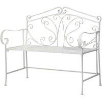 Glamhaus Metal Garden Bench Patio Furniture Seat Foldable Antique White