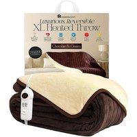 Homefront Electric Heated Throw Chocolate & Cream Fleece Blanket 200 X 130cm | Size: 200 X 130 cm