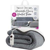 Sweet Dreams Electric Heated Throw Grey Reversible Fleece Blanket 200 X 130cm | Size: 200 X 130 cm