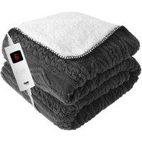 Glamhaus Electric Heated Throw Fleece Blanket 160 x 130cm 5 Colours Available in Dark Grey | Size: 160 x 130 cm