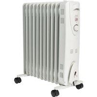 MYLEK Electric Oil Filled Portable Radiator with Adjustable Thermostat 2.5kW in White
