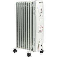 MYLEK Electric Oil Filled Portable Radiator 24 Hour Timer & Thermostat 2kW in White