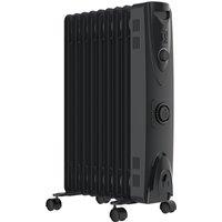 MYLEK Electric Oil Filled Radiator with Adjustable Thermostat & Timer 2kW in Black