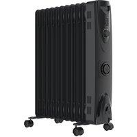 MYLEK Electric Oil Filled Radiator with Adjustable Thermostat & Timer 2.5kW in Black