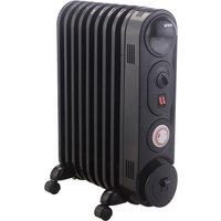 MYLEK Black Electric Oil Filled Radiator with Thermostat & 24 Hour Timer 2KW