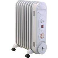 MYLEK White Electric Oil Filled Radiator with Thermostat & 24 Hour Timer 2KW