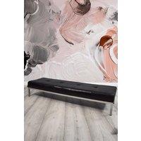 FWStyle Genuine Black Leather Hand Stitched Indoor Bench