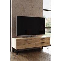 FWStyle Fisso Cracked Oak Small TV Unit Fast Click Assembly in Brown