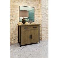 FWStyle Lowry Solid Pine 2 Drawer 2 Door Sideboard (H) 90 (W) 100 (D) 45cm in Brown