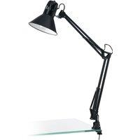Loops Table Desk Lamp Shiny Black Steel Moveable In Line Switch Bulb E27 1x40W