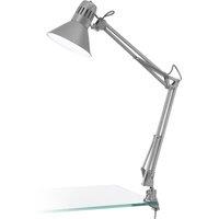 Loops Table Desk Lamp Clamp Moveable Silver Steel In Line Switch Bulb E27 1x40W in Metallics
