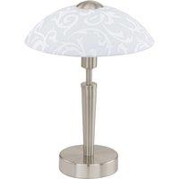 Loops Table Lamp Colour Satin Nickel Shade White With Decor Satin Glass Bulb E14 1x60W in Metallics