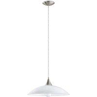 Loops Pendant Light Colour Satin Nickel Shade White Painted Satin Glass Bulb E27 1x60W in Metallics