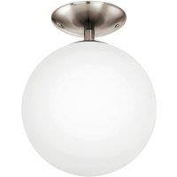 Loops Flush Ceiling Light Satin Nickel Shade White Glass Opal Matt Bulb E27 1x60W in Metallics