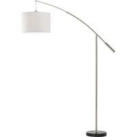 Loops Floor Lamp Light Satin Nickel Shade White Fabric Hoop & Loop Tape Bulb E27 1x60W in Metallics
