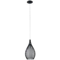 Loops Pendant Light Colour Black Shade Black White Satin Glass Steel Bulb E27 1x60W