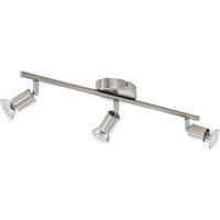 Loops Flush 3 Spot Ceiling Light Colour Satin Nickel Steel Bulb GU10 3x3W Included in Metallics