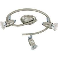 Loops Flush Ceiling Light Colour Satin Nickel Chrome Shade Bulb GU10 3x3W Included in Metallics