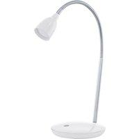Loops Table Lamp Colour White & Chrome Plated Rocker Switch Bulb LED 3W Included