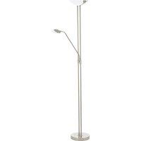 Loops Floor Lamp Light Satin Nickel Shade White Satined Glass Bulb LED 20W 2.5W 2.5W in Metallics