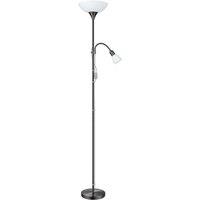 Loops Floor Lamp Light Nickel Shade White Plastic Glass Bulb E27 E14 1x60W 1x25W in Metallics