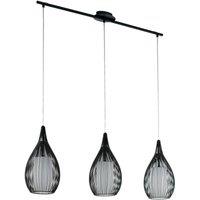 Loops Pendant Light Colour Black Shade Black White Satin Glass Steel Bulb E27 3x60W